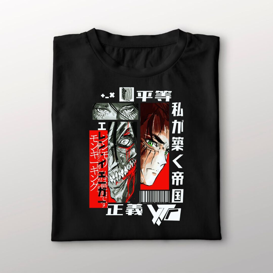 Eren Jaeger - Attack on Titan Anime T-shirt - Black